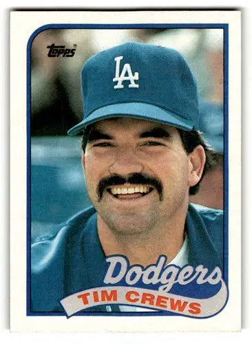 Original gloss 1989 Topps Tim Crews Los Angeles Dodgers baseball card image