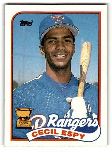 1989 Topps #221 Cecil Espy Texas Rangers Baseball Cards EX/NM ID:53798 - Baseball Card Single
