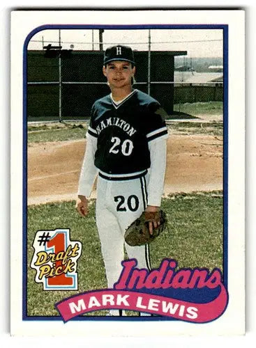 Original gloss baseball card of Mark Lewis Cleveland Indians from 1989 Topps set