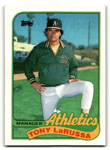 Tony La Russa Oakland Athletics baseball card from 1989 Topps #224