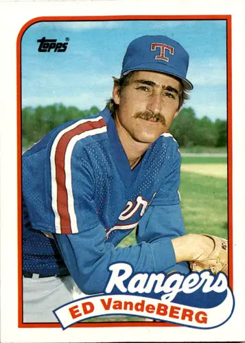 Ed VandeBerg baseball card with original gloss from 1989 Topps Rangers collection