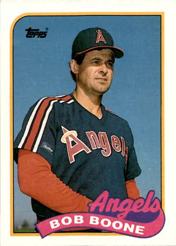 Original gloss Bob Boone 1989 Topps baseball card displayed with Simply Sandoval ID 45927
