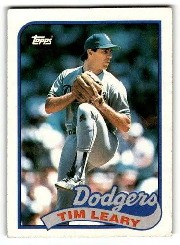 Original gloss Tim Leary Los Angeles Dodgers baseball card from 1989 Topps #249