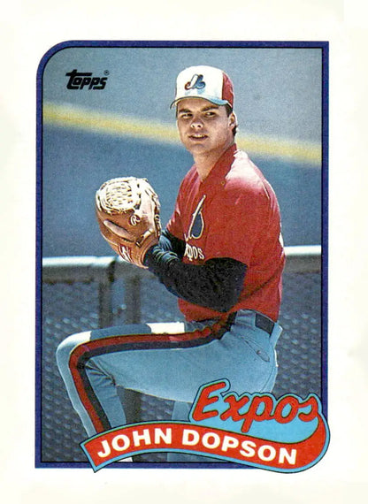 Vintage 1989 Topps John Dopson baseball card featuring John Dopson of the Expos