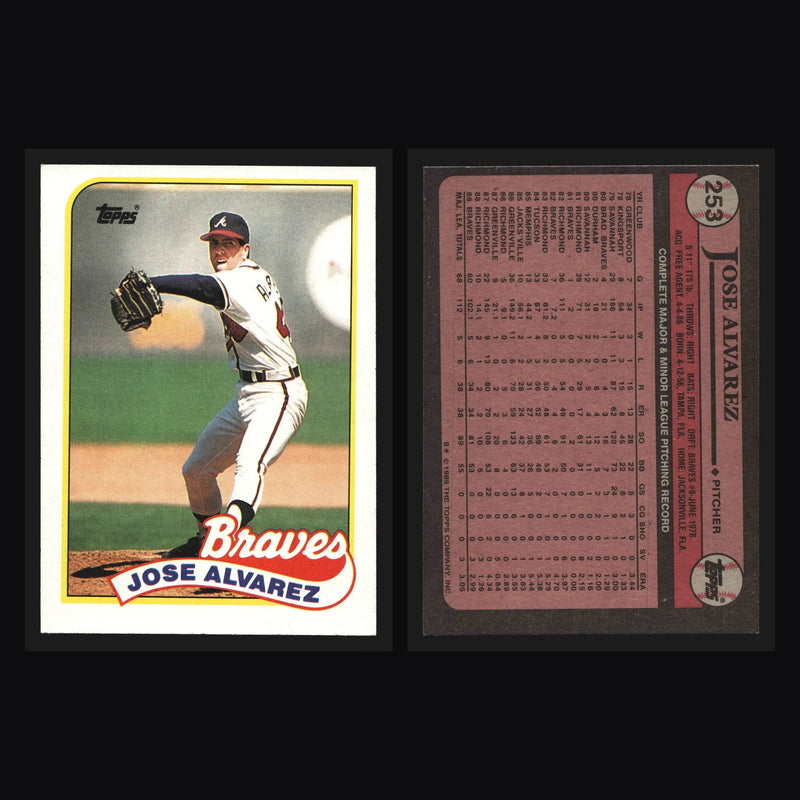 1989 Topps #253 Jose Alvarez RC Atlanta Braves Rookie Card Pitcher