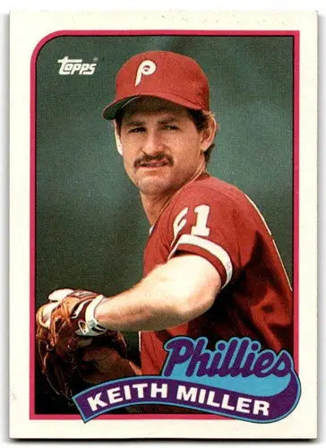 1989 Topps Keith Miller baseball card with original gloss, rookie Phillies ID 43653