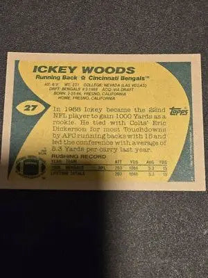 1989 Topps #27 Ickey Woods - Football Card Single