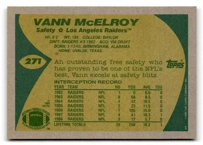 1989 Topps #271 Vann McElroy - Football Card Single