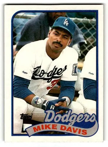 Original gloss Mike Davis Los baseball card from 1989 Topps Dodgers series