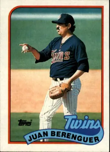 Vintage baseball card featuring Juan Berenguer NM-MT from 1989 Topps Twins