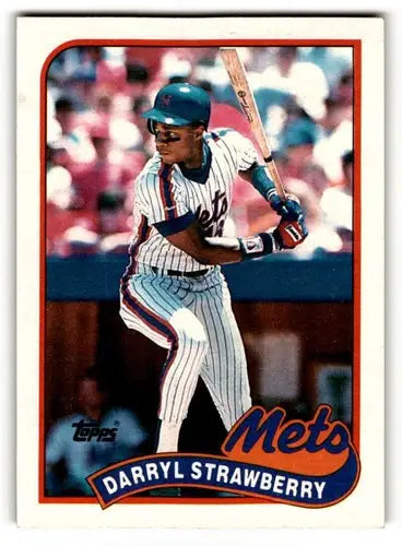Original gloss Darryl Strawberry Mets baseball card from 1989 Topps #300 display