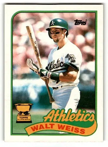 Walt Weiss Oakland baseball card from 1989 Topps #316 Oakland Athletics baseball card