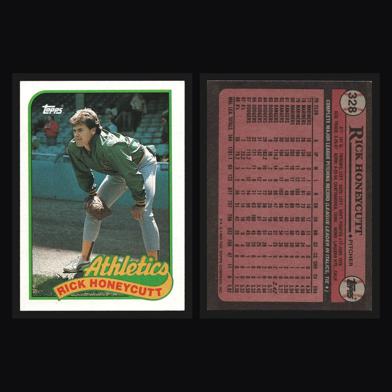 1989 Topps #328 Rick Honeycutt Oakland Athletics - Baseball Card Single