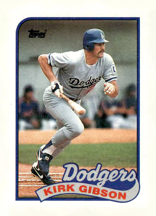 1988 Topps Kirk Gibson baseball card featuring Kirk Gibson of the Los Angeles Dodgers