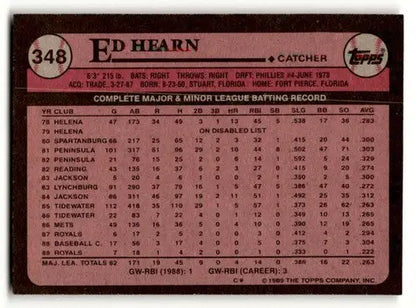 Ed Hearn Kansas City Royals baseball card from 1989 Topps set, NM Near M condition