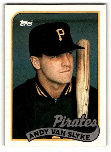 Original gloss Andy Van Slyke baseball card featuring Van Slyke Pittsburgh Pirates team