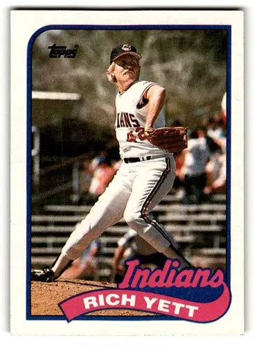 Baseball card of Rich Yett Cleveland Indians 1989 Topps NM with original gloss