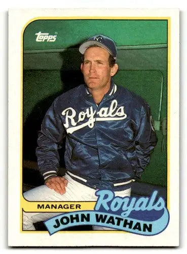 1989 Topps John Wathan Kansas City Royals baseball card with original gloss, NM condition