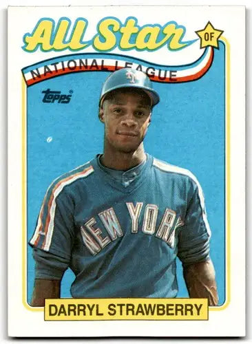 Darryl Strawberry baseball card with original gloss from 1989 Topps #390 Mets
