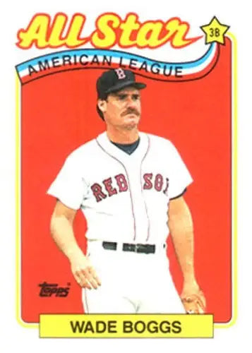 Vintage 1989 Topps Wade Boggs Red Sox baseball card with original gloss