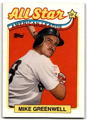 Original gloss Mike Greenwell baseball card from 1989 Topps #402 with Simply Sandoval replica