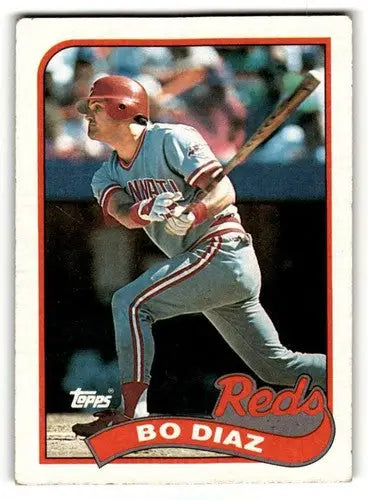 Original gloss Bo Diaz Cincinnati Reds baseball card from 1989 Topps #422