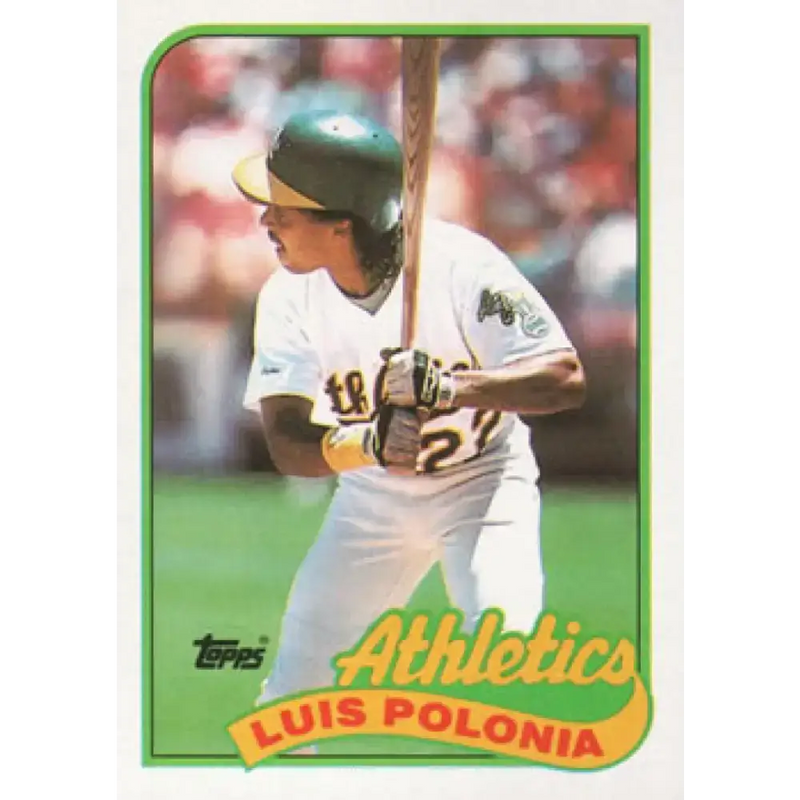 1989 Topps #424 Luis Polonia UER NM-MT Oakland Athletics Baseball Card - Baseball Card Single