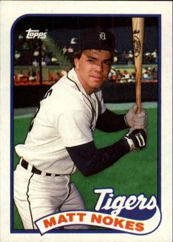 Vintage 1989 Topps Matt Nokes NM-MT baseball card with original gloss Detroit Tigers