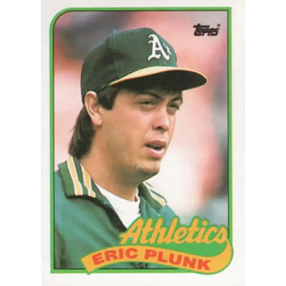 1989 Topps #448 Eric Plunk NM-MT Oakland Athletics Baseball Card - Baseball Card Single
