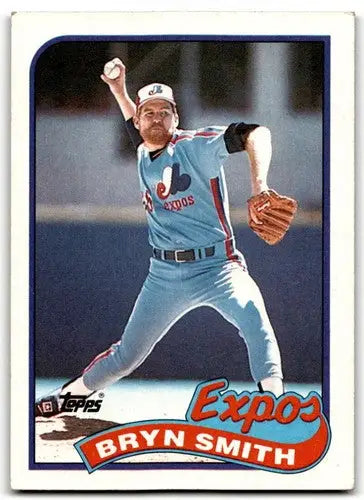 Original gloss Bryn Smith baseball card from 1989 Topps #464 Expos featuring Bryn Smith