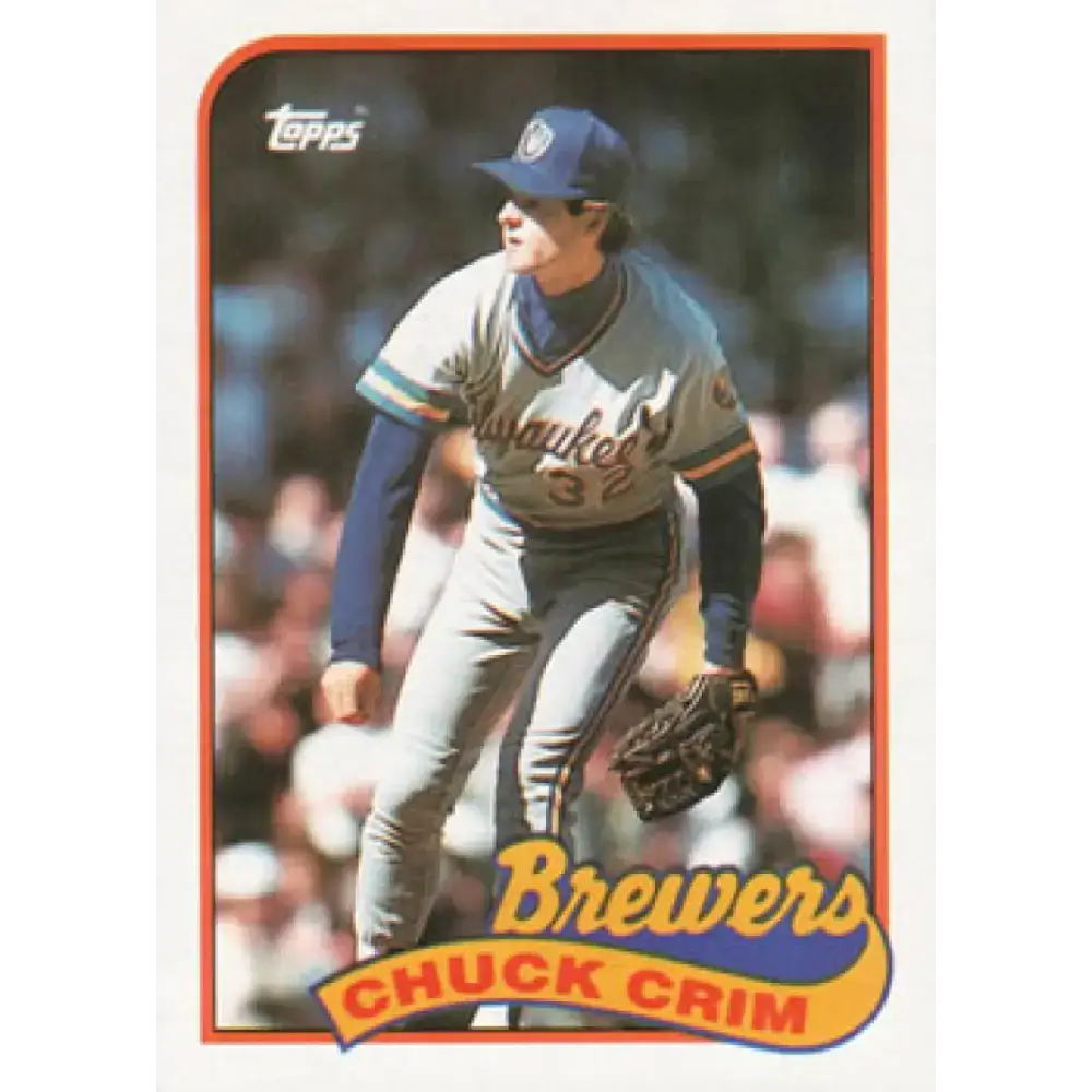 1989 Topps #466 Chuck Crim NM-MT Milwaukee Brewers Baseball Card - Baseball Card Single