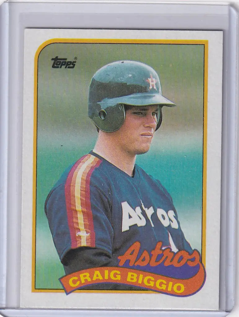 Baseball card of Craig Biggio from the Houston Astros 1989 Topps #49 collection