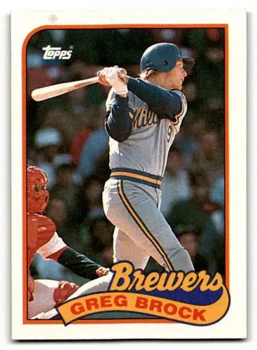 1989 Topps #517 Greg Brock Milwaukee Brewers Baseball Cards EX/NM ID:61570 - Baseball Card Single