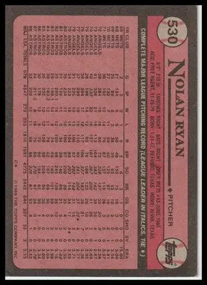 1989 Topps #530 Nolan Ryan
