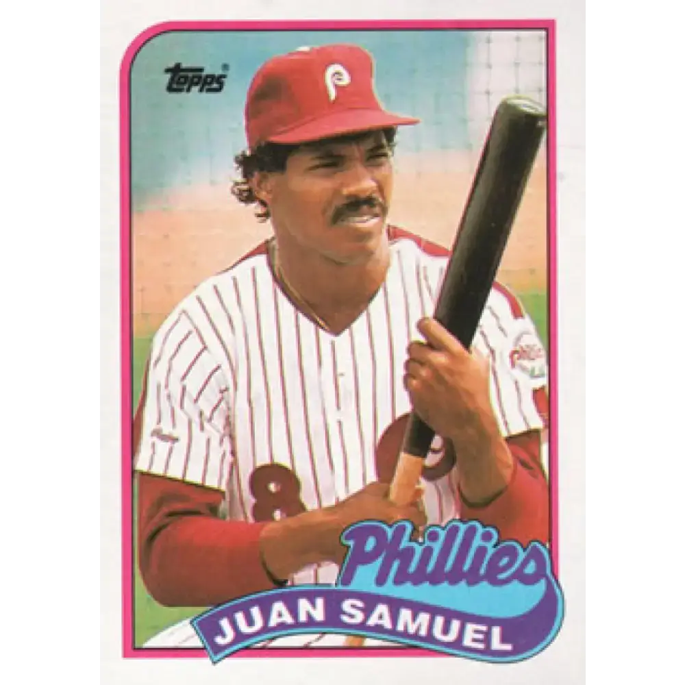 1989 Topps #575 Juan Samuel NM-MT Philadelphia Phillies Baseball Card - Baseball Card Single