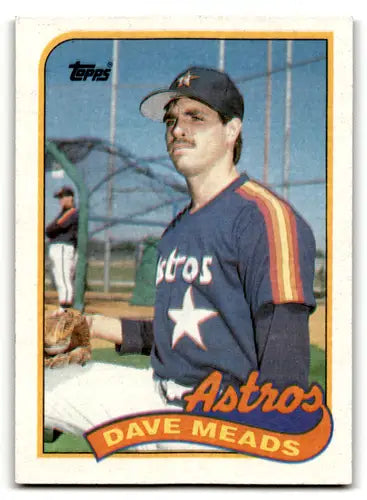 Original gloss baseball card of Dave Meads from 1989 Topps #589 Astros