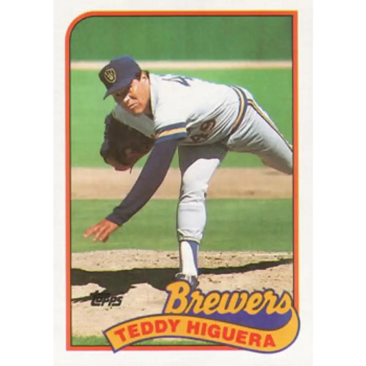1989 Topps #595 Teddy Higuera NM-MT Milwaukee Brewers Baseball Card - Baseball Card Single