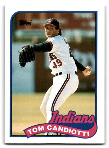 Original gloss Tom Candiotti baseball card from 1989 Topps Indians series