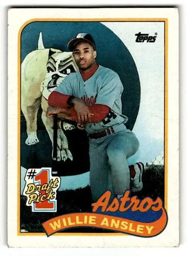 1989 Topps #607 Willie Ansley Houston Astros Baseball Cards EX/NM ID:55074 - Baseball Card Single