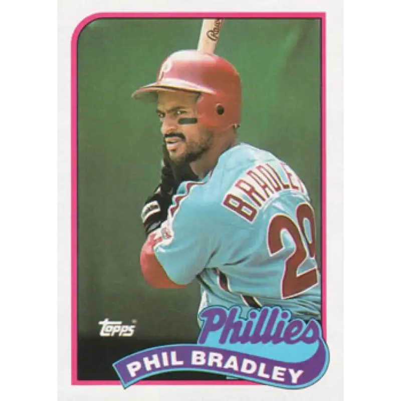 1989 Topps #608 Phil Bradley NM-MT Philadelphia Phillies Baseball Card - Baseball Card Single