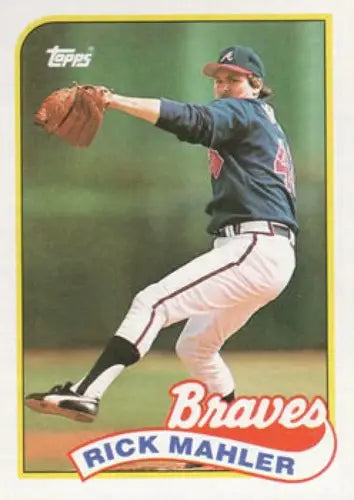 Original gloss 1989 Topps Rick Mahler baseball card featuring Braves player Rick Mahler
