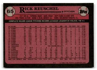 1989 Topps #65 Rick Reuschel - Baseball Card Single