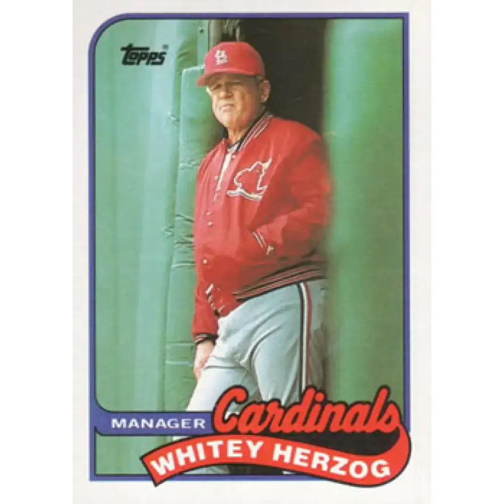 1989 Topps #654 Whitey Herzog MG NM-MT St. Louis Cardinals Baseball Card - Baseball Card Single