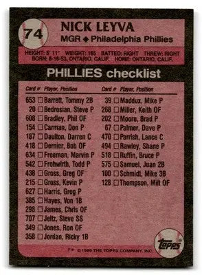 1989 Topps #74 Nick Leyva - Baseball Card Single