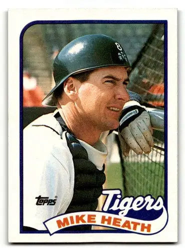 Original gloss Mike Heath Detroit Tigers baseball card from 1989 Topps series