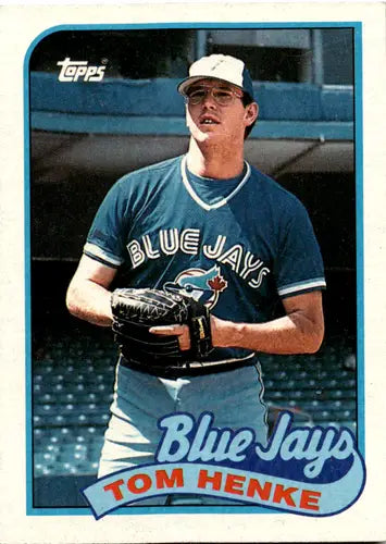1989 Topps Tom Henke baseball card with original gloss from Blue Jays collection