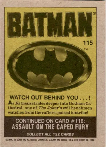 Vintage Batman trading card with original gloss from 1989 Topps Batman series