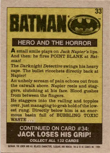 1989 Topps Batman #33 Hero and the Horror EX/NM ID:46087 - DC Card Single