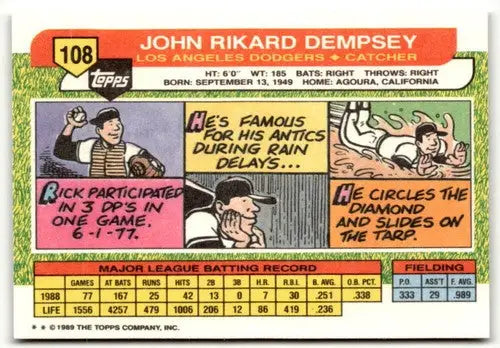 1989 Topps Big #108 Rick Dempsey NM-MT Dodgers - Baseball Card Single