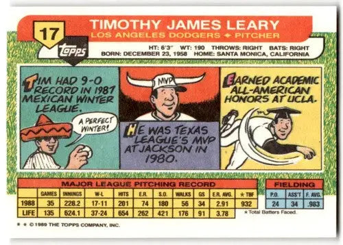 1989 Topps Big #17 Tim Leary NM Near Mint Dodgers ID:43821 - Baseball Card Single